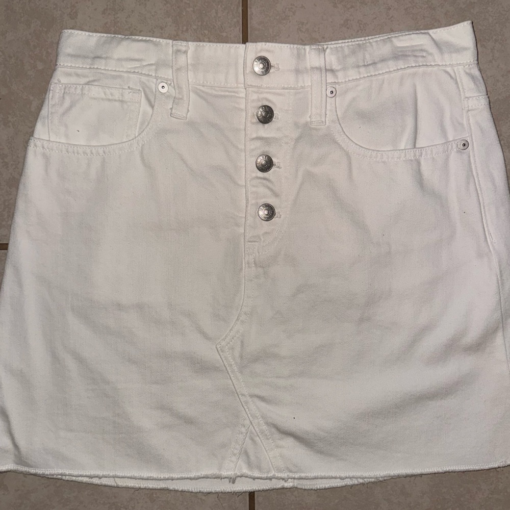 Madewell, Ridge Denim White A-Line Mini Skirt, Size 28